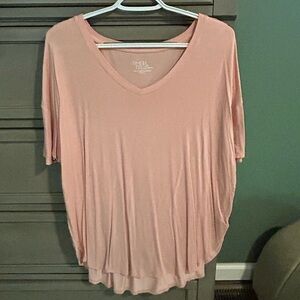 Time and Tru Women's Blush Short Sleeve v-neck Tee